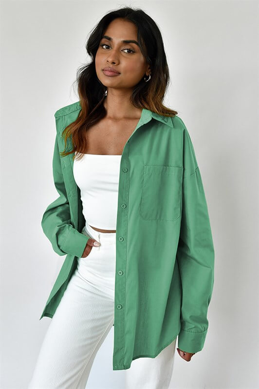 MDX Unripe Green Oversize Basic Pocketed Poplin Shirt MG1530 - Coimbra