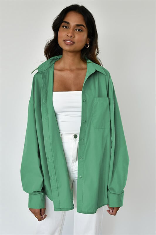 MDX Unripe Green Oversize Basic Pocketed Poplin Shirt MG1530 - Coimbra