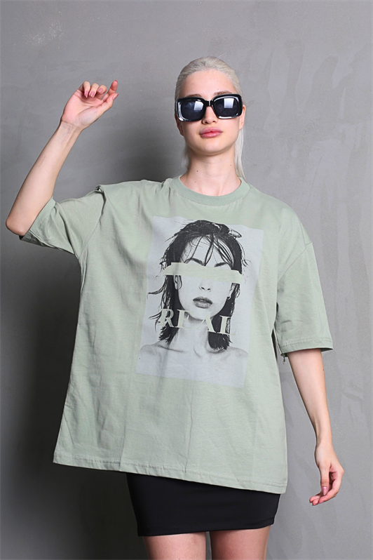 MDX Unripe Green Oversize Printed Women's T-shirt MG1764 - Maarssen