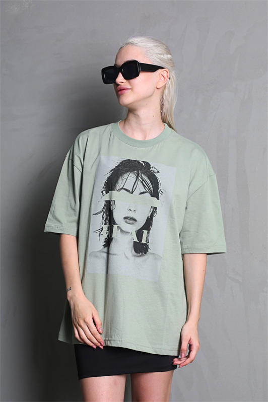 MDX Unripe Green Oversize Printed Women's T-shirt MG1764 - Maarssen
