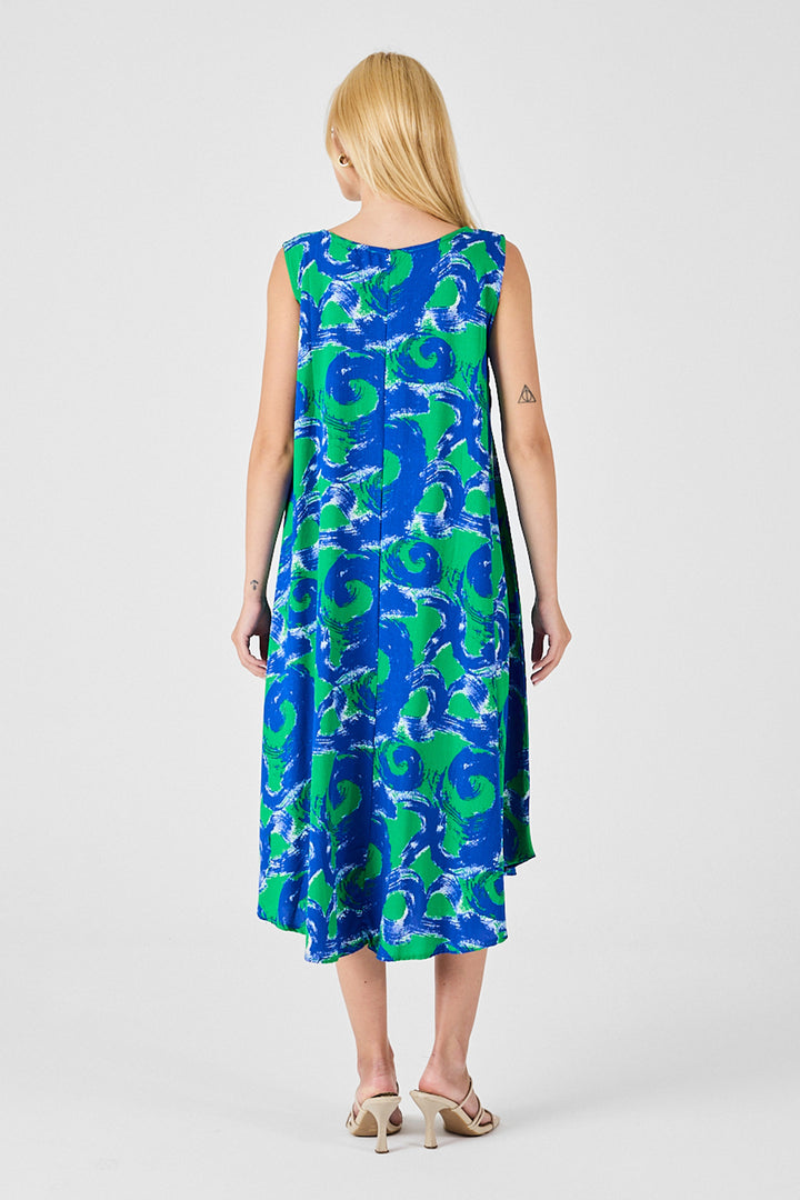 Glass Belly U Neck Sleeveless Asymmetric Cut Midi Dress BCVL-254017 - Geneva