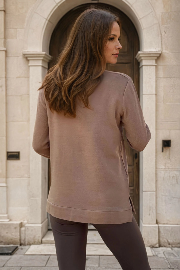 Camel Fisherman Collar Soft Textured Slouchy Sweater BCBSK-25700-3501 - Rioverde
