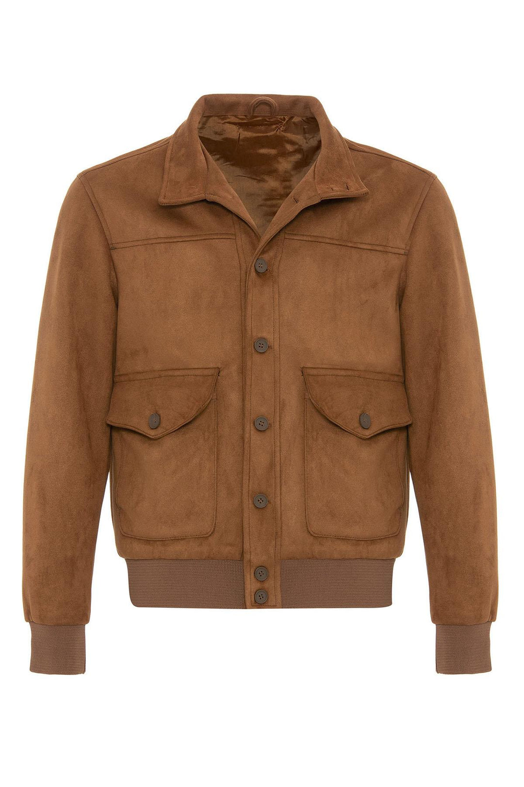 ANT Stand Collar Suede Men's Coat with Waist Elastic - Euskirchen