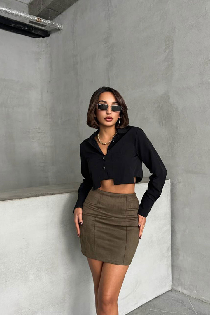 Camel Suede Skirt BCHN-25261011 - Caguas