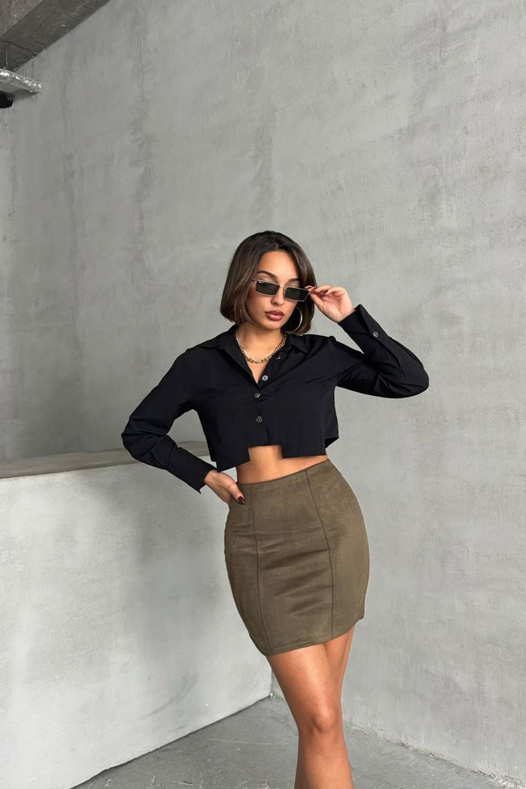 Camel Suede Skirt BCHN-25261011 - Caguas