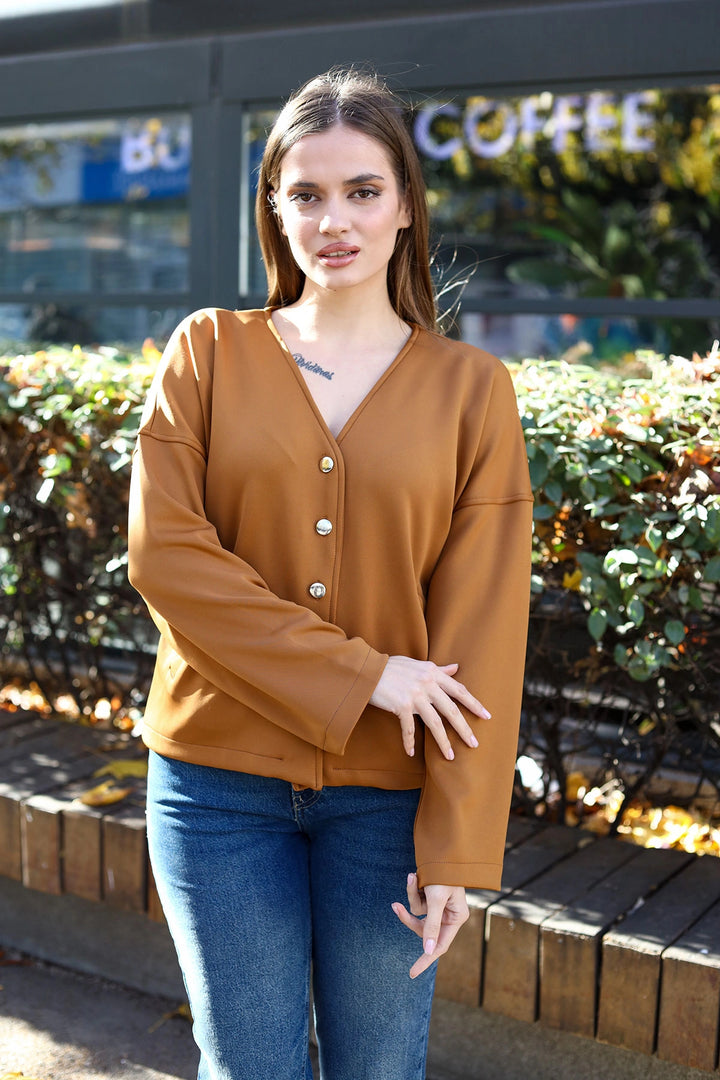 Camel Snap Fastened Seasonal Jacket BCBSK-25700-3510 - Woolwich