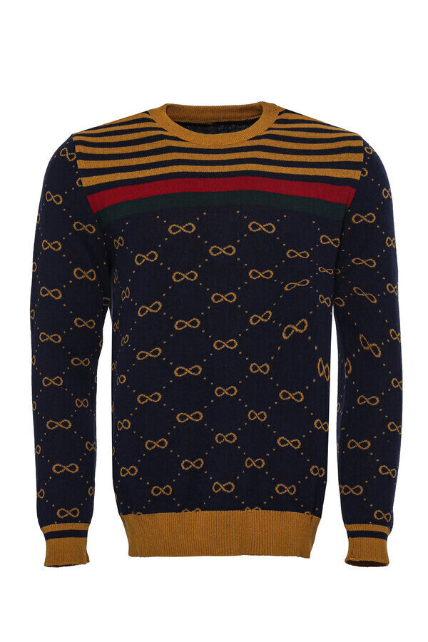 WSS Camel Crew Neck Knitwear Asymmetric Patterned   - Moita