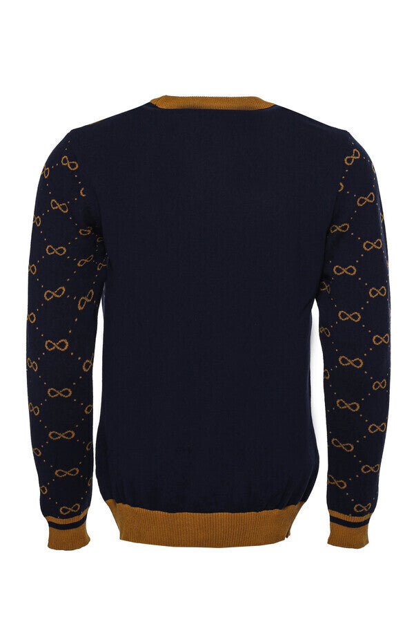WSS Camel Crew Neck Knitwear Asymmetric Patterned   - Moita
