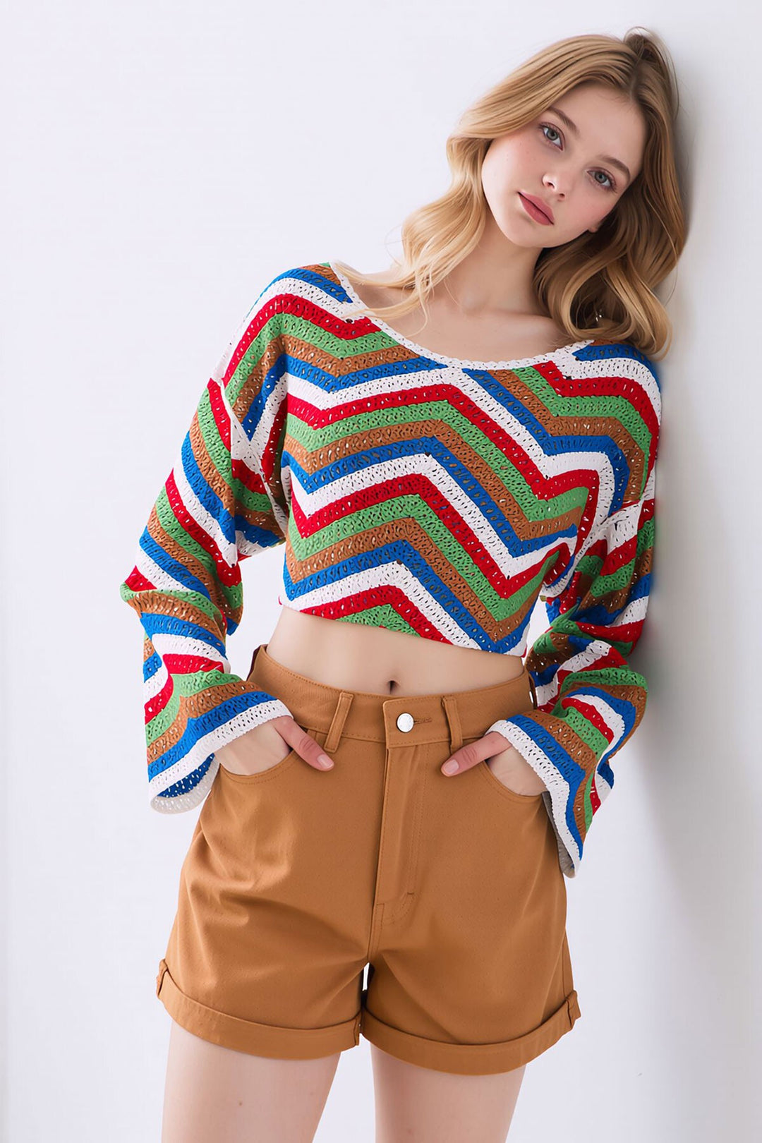 Camel Duble Paça Yüksek Bel Denim Şort - Santa Ana Nextlalpan