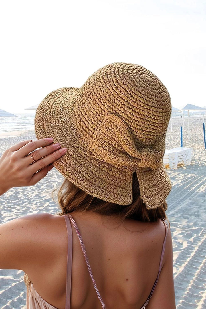 Camel Straw Hat with Bow Detail BCNSV-2514527 - Delicias