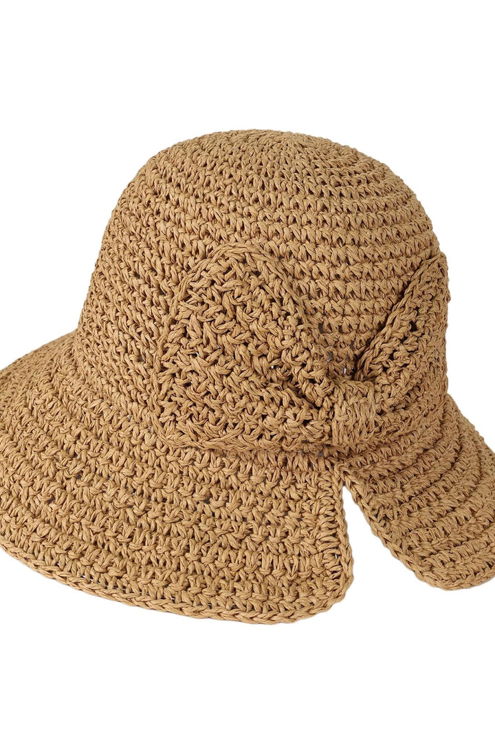 Camel Straw Hat with Bow Detail BCNSV-2514527 - Delicias