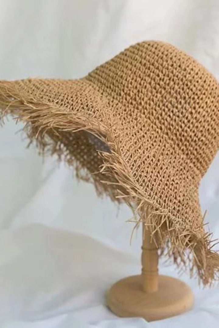 Camel Elaborate Crochet Fringed Straw Hat BCNSV-2514552 - Carmen