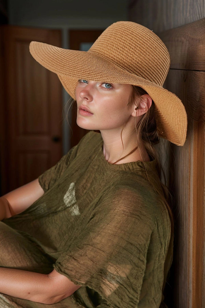 Camel Wide Straw Hat BCNSV-2514232 - Houma