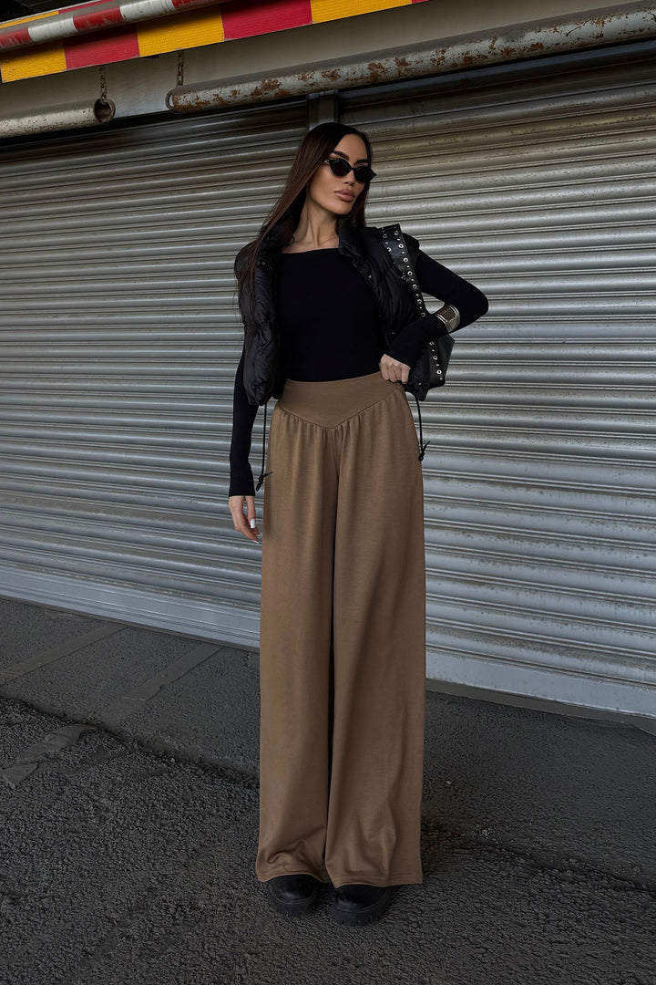 Camel Spanish Hem Ultra Soft Fabric Trousers BCDF-25P0003 - Houghton le Spring