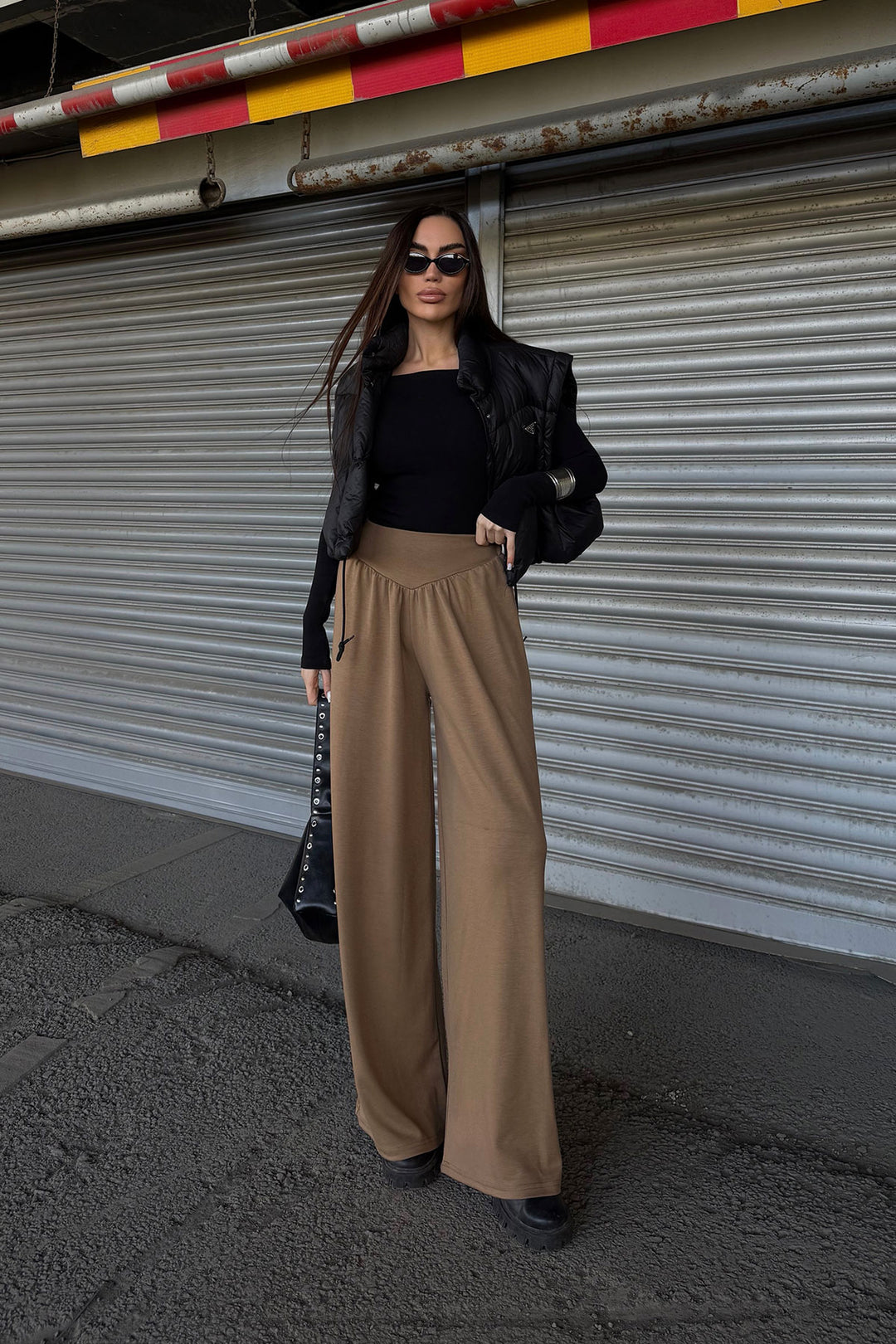 Camel Spanish Hem Ultra Soft Fabric Trousers BCDF-25P0003 - Houghton le Spring