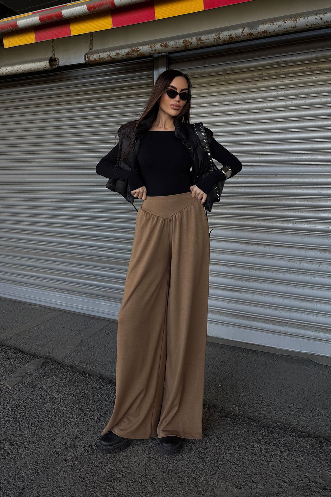 Camel Spanish Hem Ultra Soft Fabric Trousers BCDF-25P0003 - Houghton le Spring