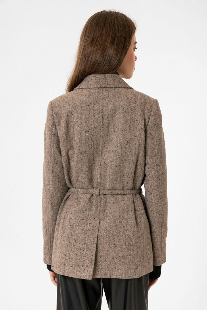 ANT Antioch Camel Women's Belted Textured Blazer Jacket - Madison