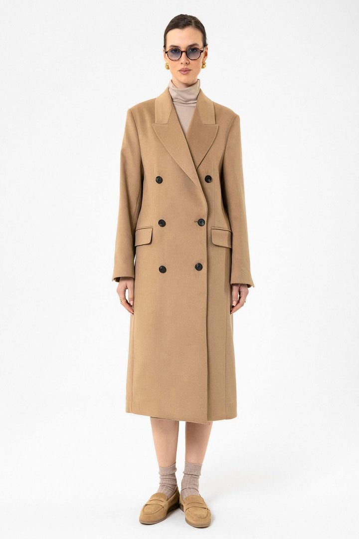 ANT Antioch Camel Women's Wrap Long Coat - Bolton