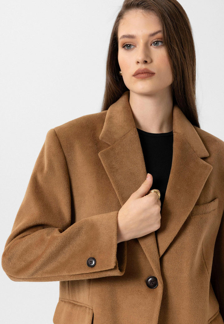 ANT Antioch Camel Women's Wool Blend Blazer Jacket - Green Bay