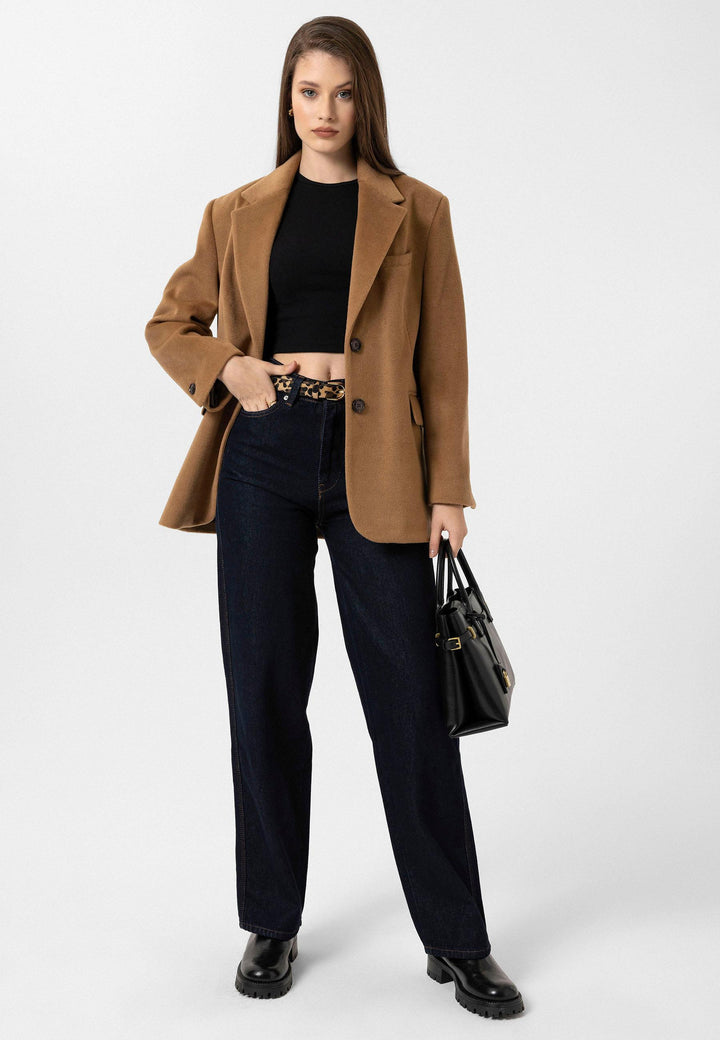 ANT Antioch Camel Women's Wool Blend Blazer Jacket - Green Bay