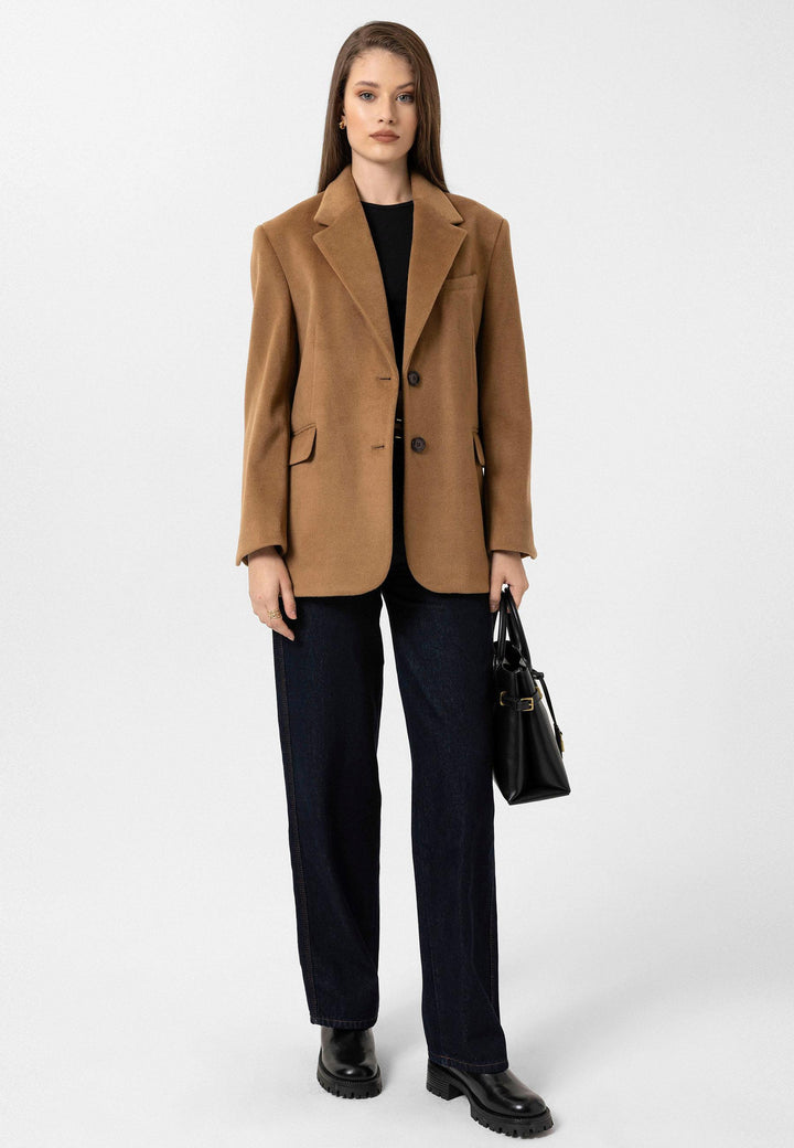 ANT Antioch Camel Women's Wool Blend Blazer Jacket - Green Bay