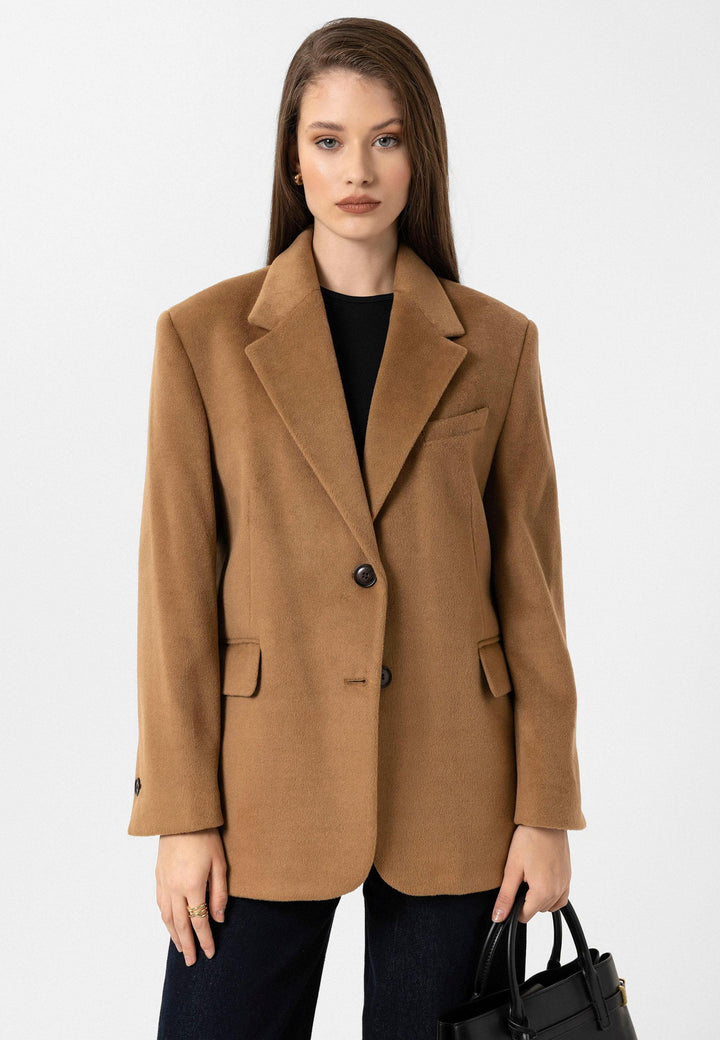 ANT Antioch Camel Women's Wool Blend Blazer Jacket - Green Bay