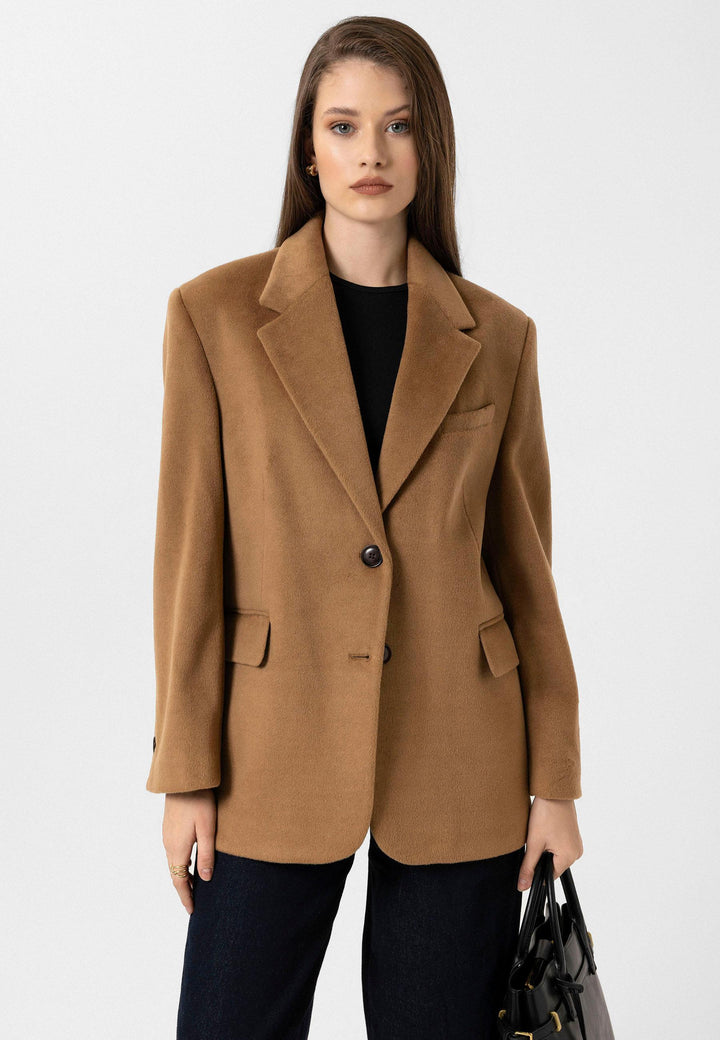 ANT Antioch Camel Women's Wool Blend Blazer Jacket - Green Bay