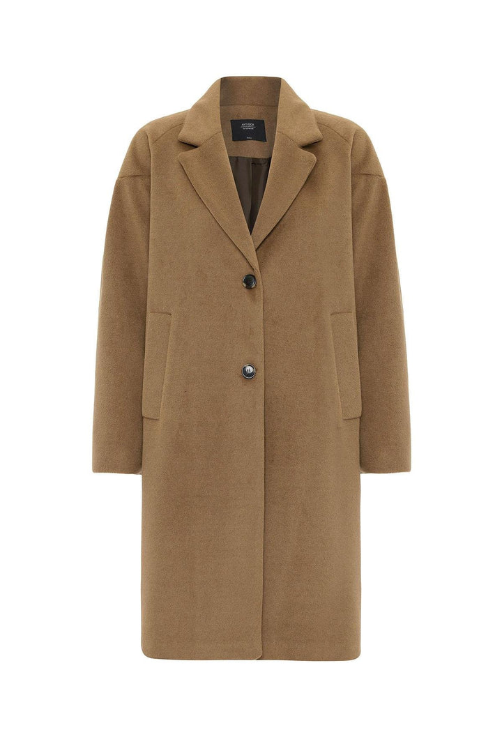 ANT Antioch Camel Women's Wool Blend Textured Coat - Torrente
