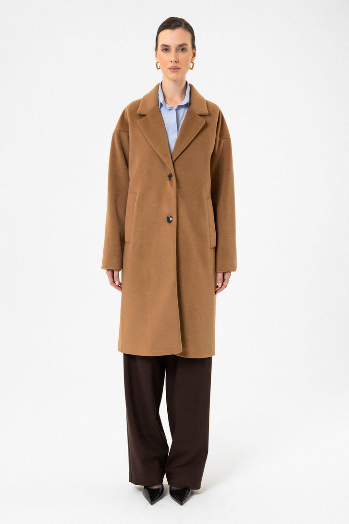 ANT Antioch Camel Women's Wool Blend Textured Coat - Torrente