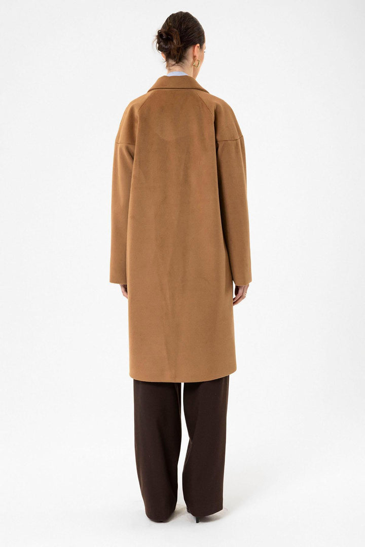 ANT Antioch Camel Women's Wool Blend Textured Coat - Torrente
