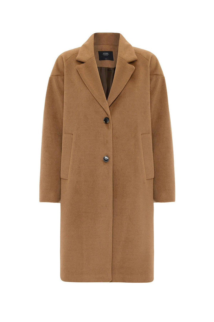 ANT Antioch Camel Women's Wool Blend Textured Coat - Torrente
