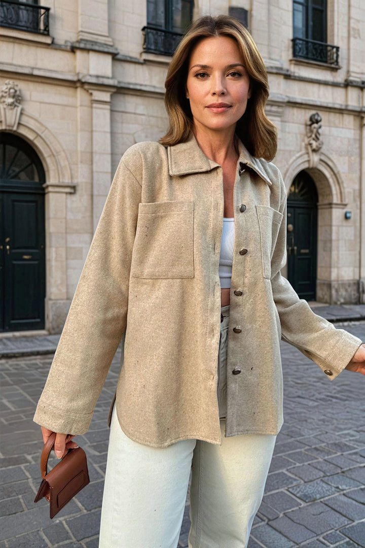 Camel Cashmere Oversize Double Pocket Jacket Shirt BCBSK-25700-3275 - St. Charles