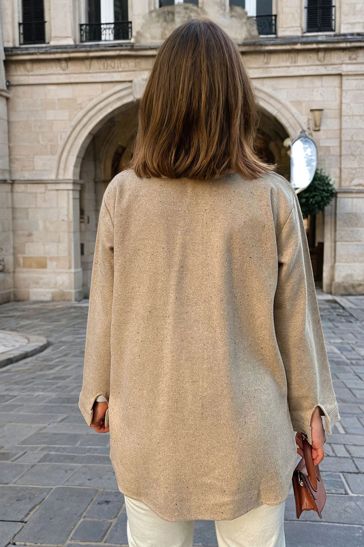 Camel Cashmere Oversize Double Pocket Jacket Shirt BCBSK-25700-3275 - St. Charles