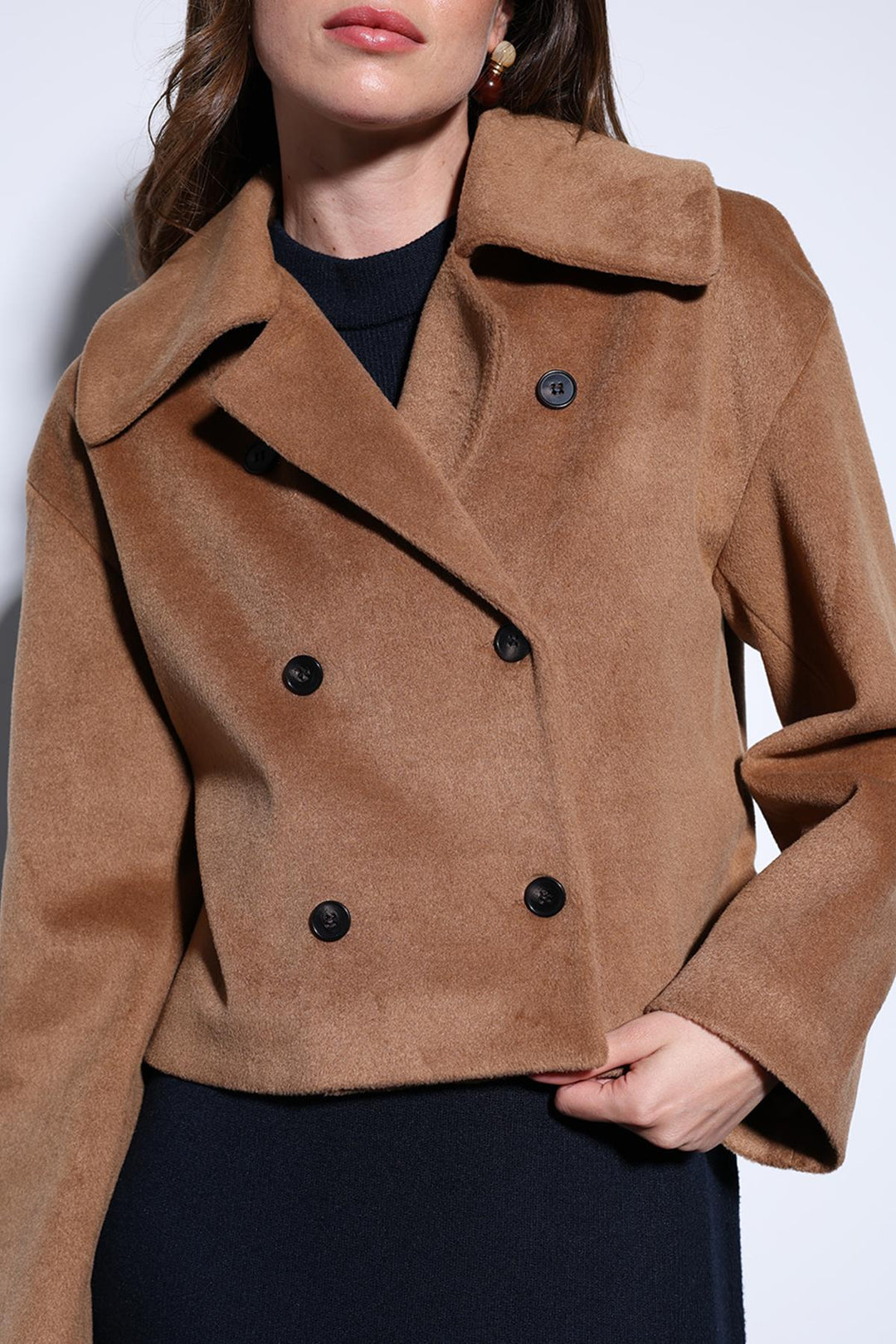 ANT Antioch Camel Double-Breasted Women's Short Coat - Rochester