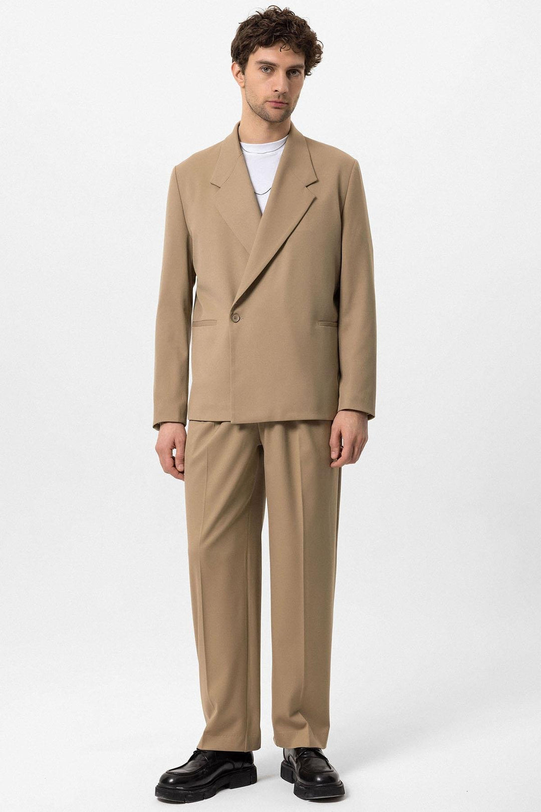 ANT Antioch Camel Double Breasted Closure Flap Pocket Men's Blazer Coat - Oklahoma City