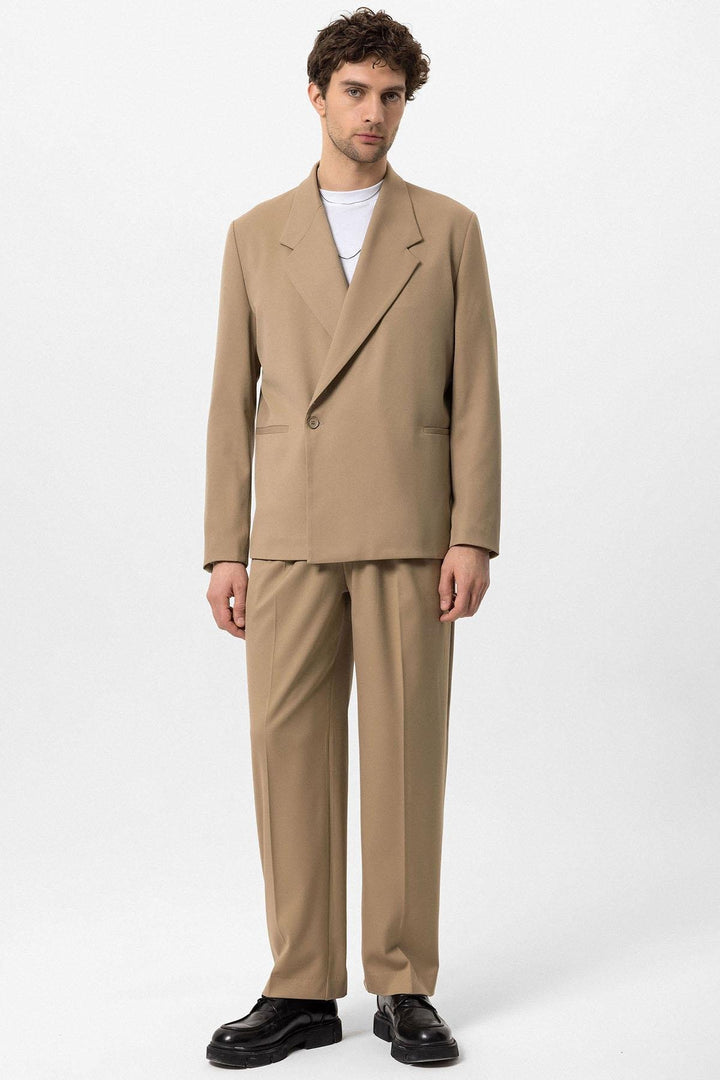 ANT Antioch Camel Double Breasted Closure Flap Pocket Men's Blazer Coat - Oklahoma City