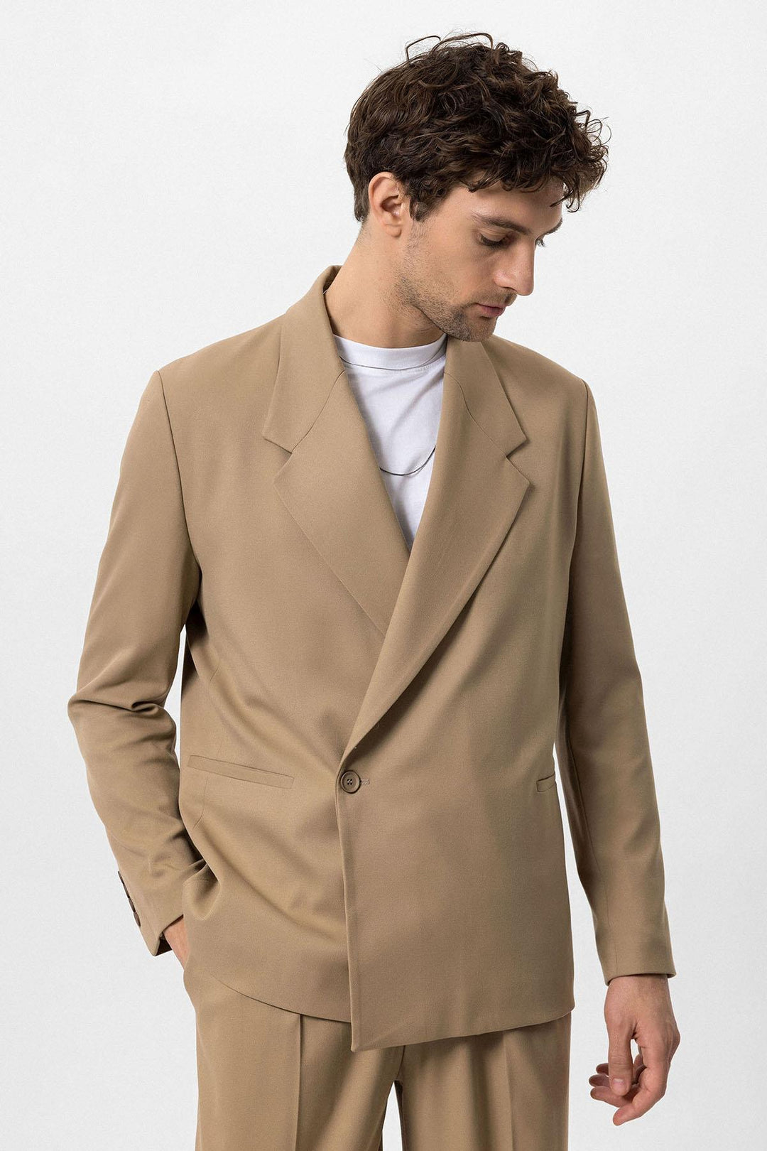 ANT Antioch Camel Double Breasted Closure Flap Pocket Men's Blazer Coat - Oklahoma City