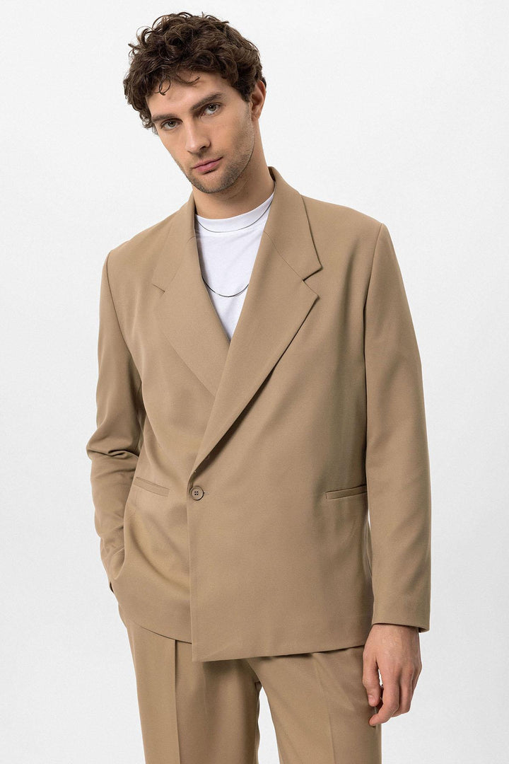 ANT Antioch Camel Double Breasted Closure Flap Pocket Men's Blazer Coat - Oklahoma City