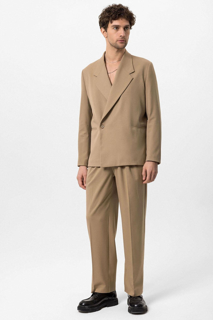 ANT Antioch Camel Double Breasted Closure Flap Pocket Men's Blazer Coat - Oklahoma City