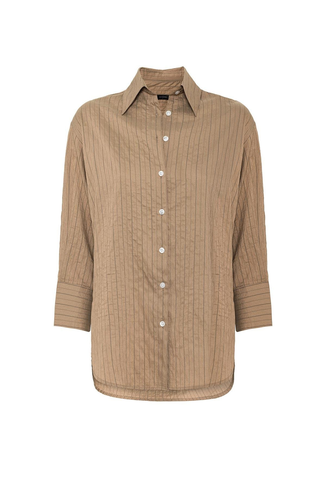 ANT Antioch Camel Modal Fabric Striped Women's Shirt - Ponte de Lima
