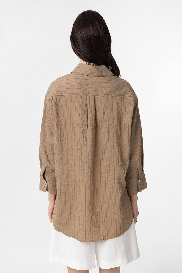 ANT Antioch Camel Modal Fabric Striped Women's Shirt - Ponte de Lima