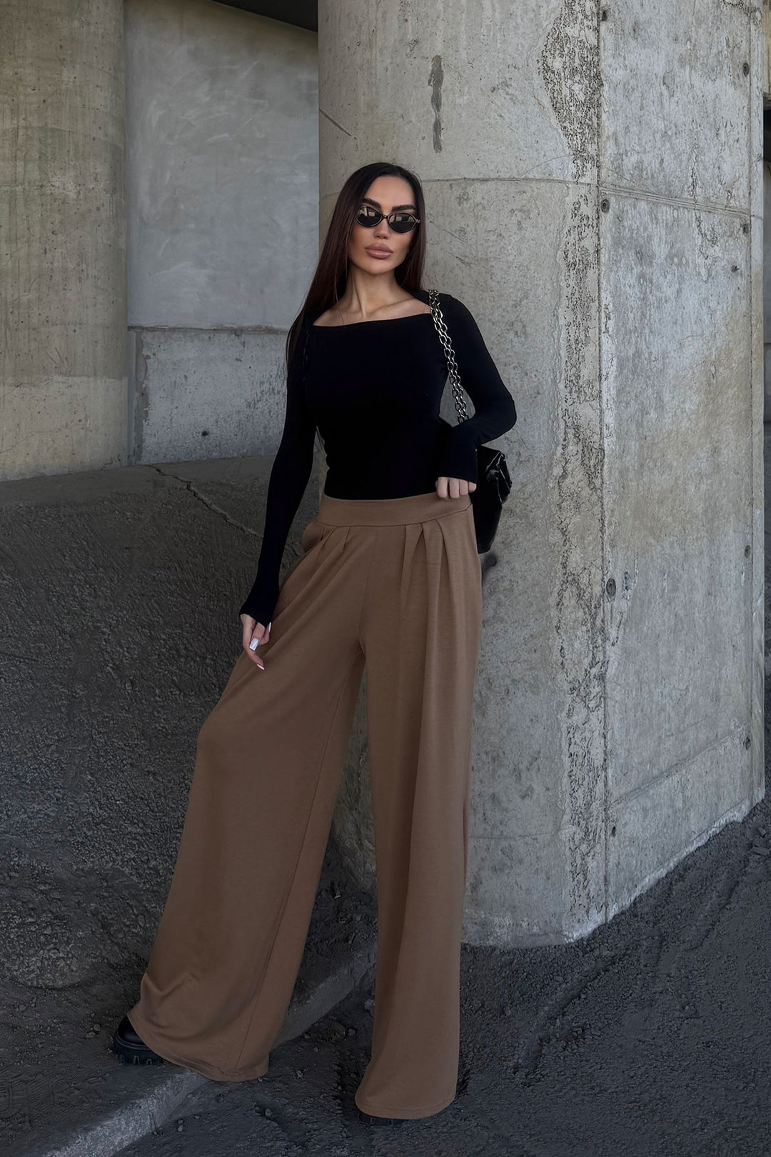 Camel Pile Detailed Spanish Ultra Soft Fabric Trousers BCDF-25P0002 - Argenteuil