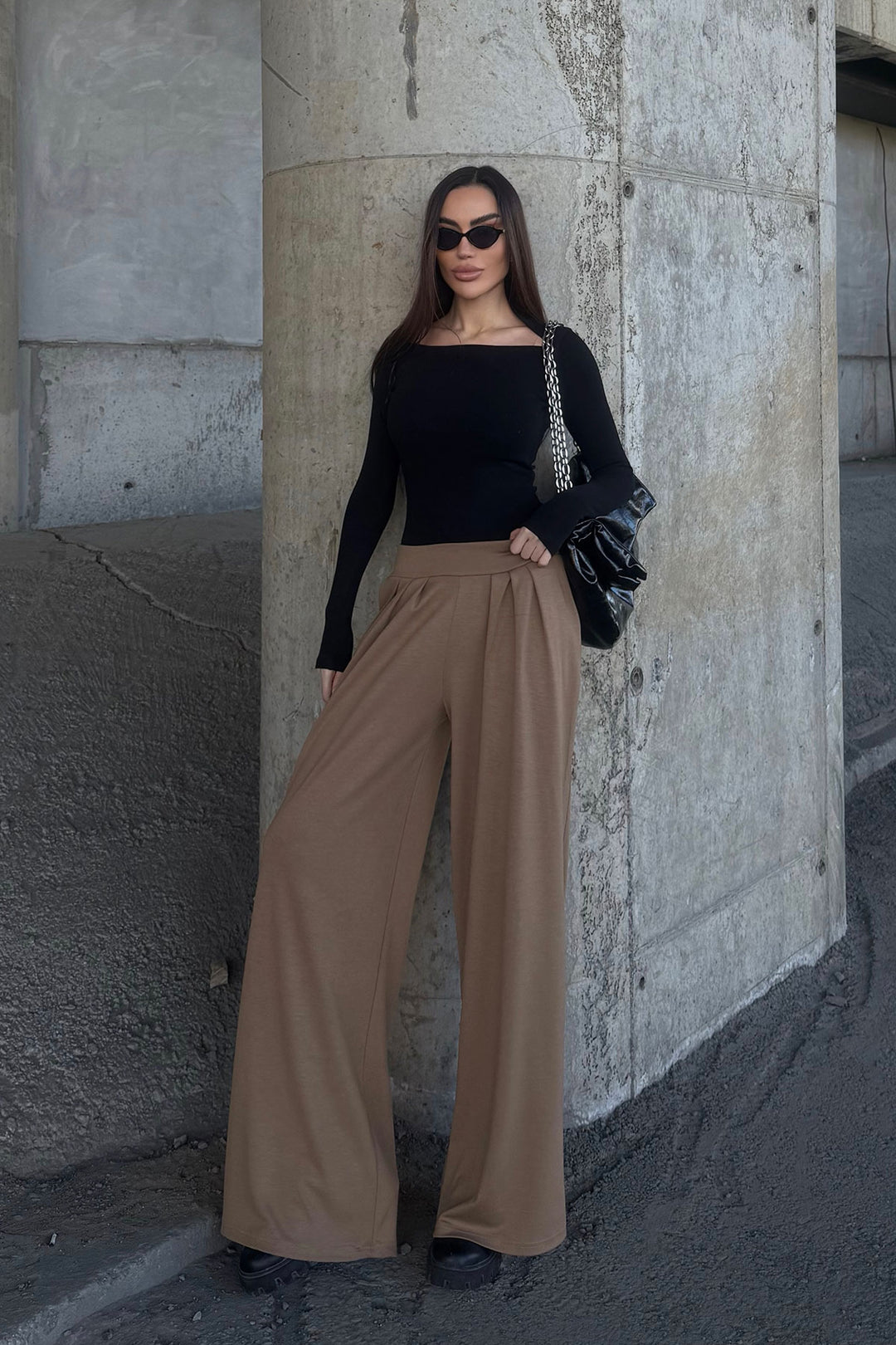Camel Pile Detailed Spanish Ultra Soft Fabric Trousers BCDF-25P0002 - Argenteuil