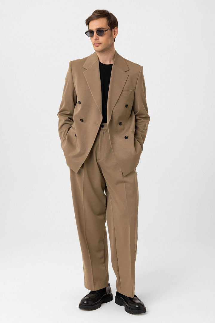 ANT Antioch Camel Relax Fit Double Breasted Men's Blazer Jacket - North Richland Hills