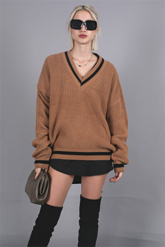 MDX Camel V-Neck Sweater MG1373 - Neubrandenburg