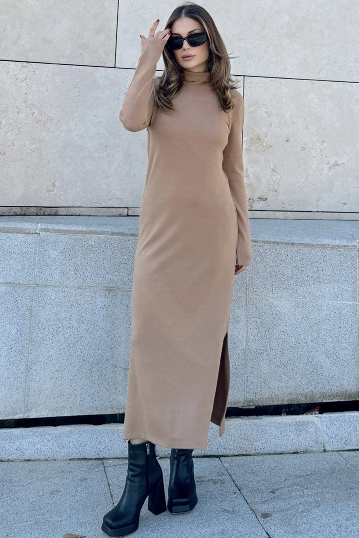 Camel Half Fisherman Knit Dress BCBSK-25700-3502 - Innsbruck