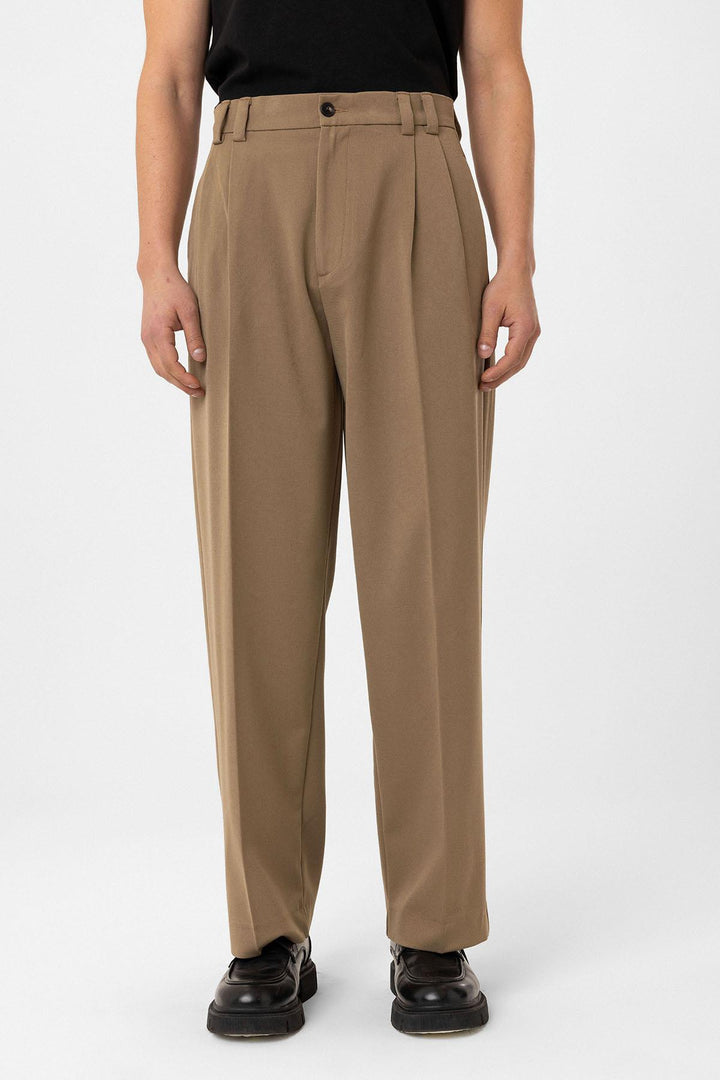 ANT Antioch Camel Yüksel Bel Relax Fit Pileli Erkek Pantolon - Carol Stream