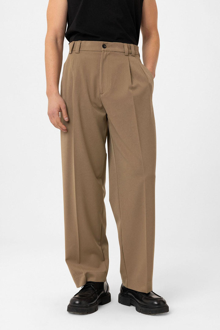 ANT Antioch Camel Yüksel Bel Relax Fit Pileli Erkek Pantolon - Carol Stream