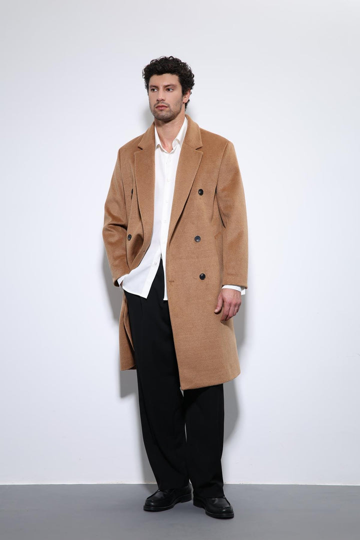 ANT Antioch Camel Wool Blend Double-Breasted Men's Coat - Plymouth