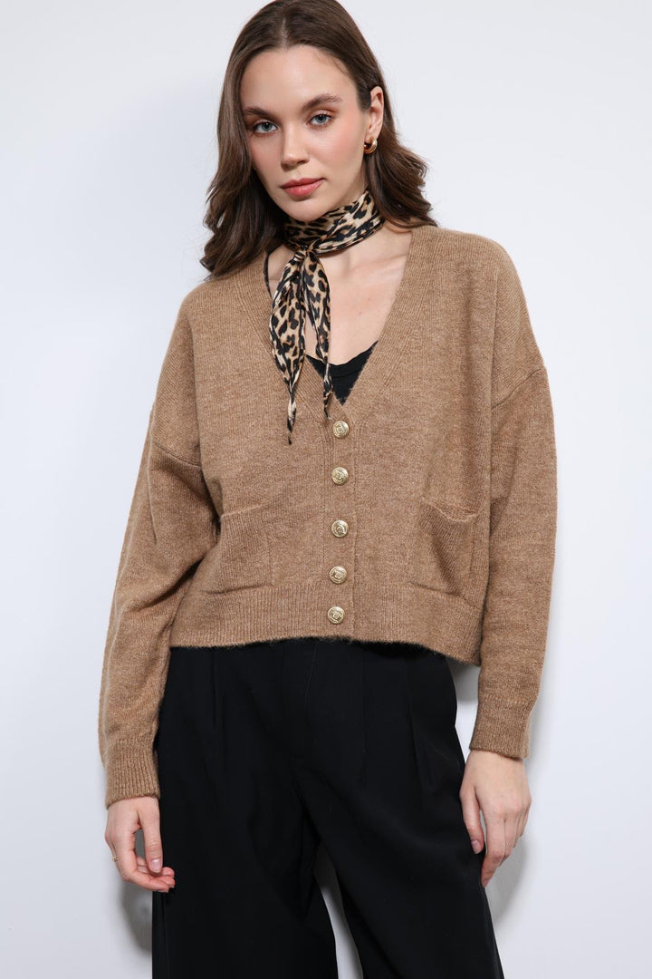 ANT Antioch Camel Yün Karışımlı Örme Triko Hırka - Freehold